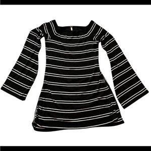 Boho Chic Free People Black Striped Long Sleeve Tunic Size XS